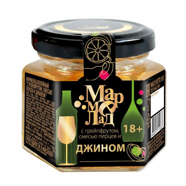 №2 Мармелад в банке "С грейпфрутом, смесью перцев и джином" 130г (18+)  в Рязани