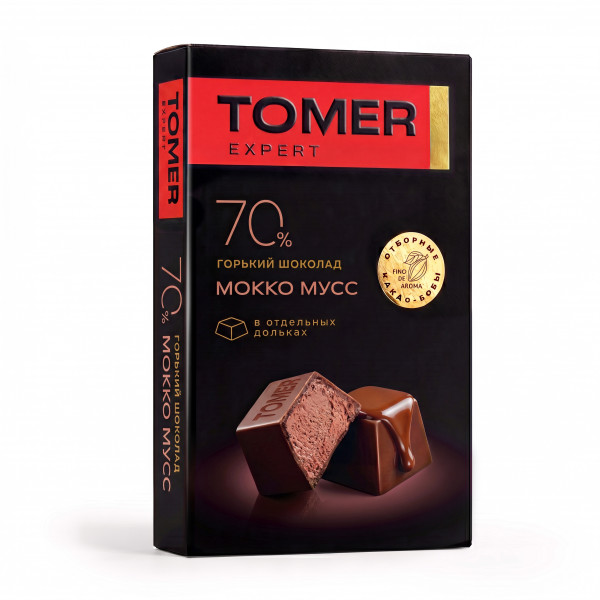 №1 Фабрика Томер  Горький шоколад с начинкой МОККО МУСС, 110г в Рязани